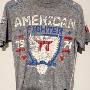 American Fighter Blue and Red Graphic Tee